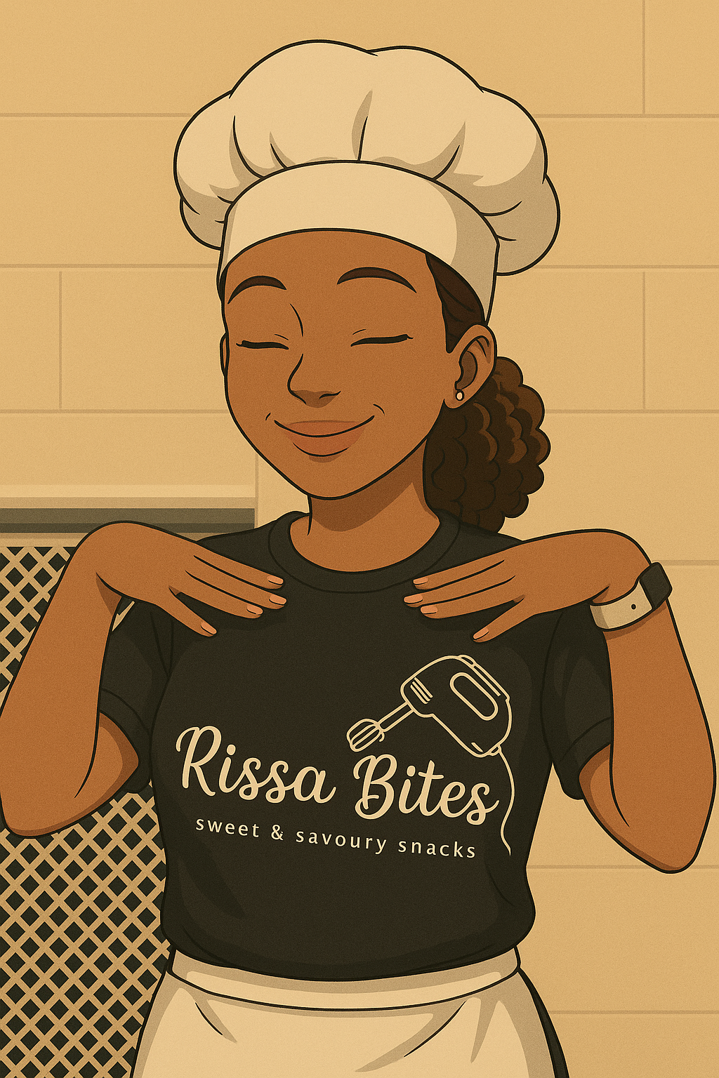 Rissa baking in the kitchen